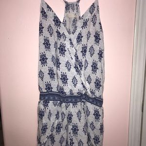 Blue and white decal romper